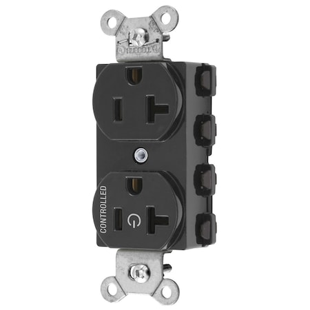 Hubbell Wiring Device-Kellems Straight Blade Receptacle, 5-20R, 20 A, 125V AC, 2 Pole, 3 Wire, Grounded SNAP5362C1BK